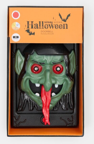 Sinsay - Halloweenska LED dekorácia - zvonček na dvere s motívom goblina - zelená