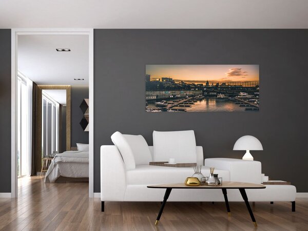 Obraz - prístavné mestečko (120x50 cm)