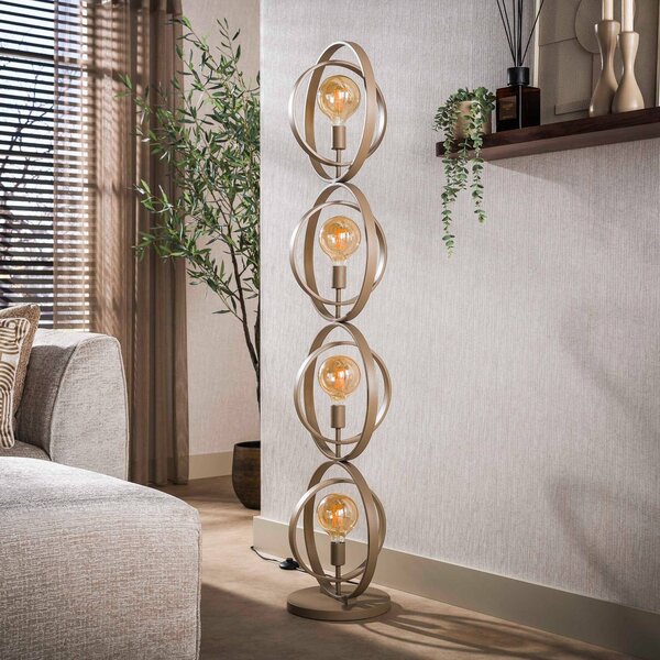 ZIJLSTRA Stojacia lampa Turn Around, béžová, kovová, 4-pl., 163 cm, Krémová / jantárovo žltá, Obývacia izba / jedáleň, kov, Škandinávsky
