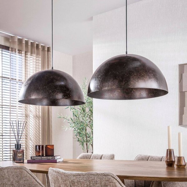 ZIJLSTRA Závesné svietidlo Dome, hnedé, kovové, 2-pl., 142 cm, Hnedá / hrdzavá, Obývacia izba / jedáleň, kov, Škandinávsky, Závesné svietidlo
