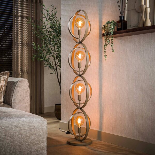 ZIJLSTRA Stojacia lampa Turn Around, béžová, kovová, 4-pl., 163 cm, Krémová / jantárovo žltá, Obývacia izba / jedáleň, kov, Škandinávsky