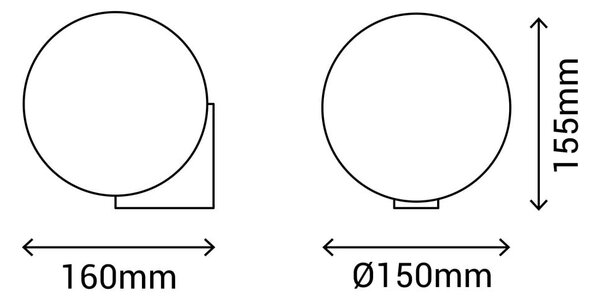 Čierne nástenné svietidlo SULION Obi, ø 15 cm