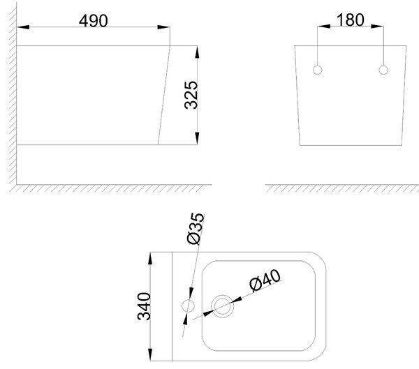Invena FLORINA, závesný bidet 490x340x325 mm, biela lesklá, INV-CB-94-001-L
