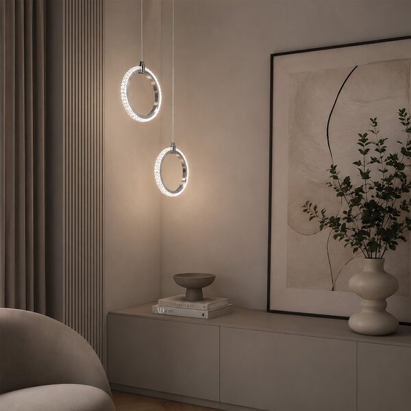 Toolight Toolight, LED závesné svietidlo, 9W, 3000K, 1000lm, LHJ126-1CP, chrómová, OSW-03281