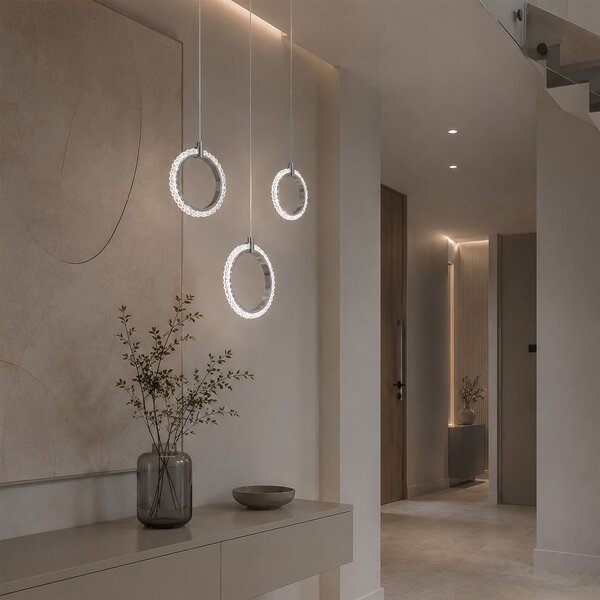 Toolight Toolight, LED závesné svietidlo, 9W, 3000K, 1000lm, LHJ126-1CP, chrómová, OSW-03281