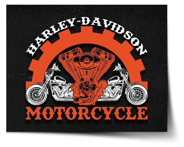 Sablio Plagát Harley-Davidson motor Čierne pozadie - 60x40 cm