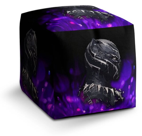 Sablio Taburet Cube BLACK PANTHER Fialová luminiscencia - 40x40x40 cm