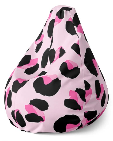 Sablio Sedací vak Pear Ružový gepard - 70 x 95 x 15 cm