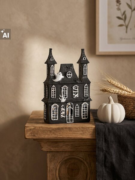 Sinsay - Halloweenska LED dekorácia v tvare strašidelného domu - čierna