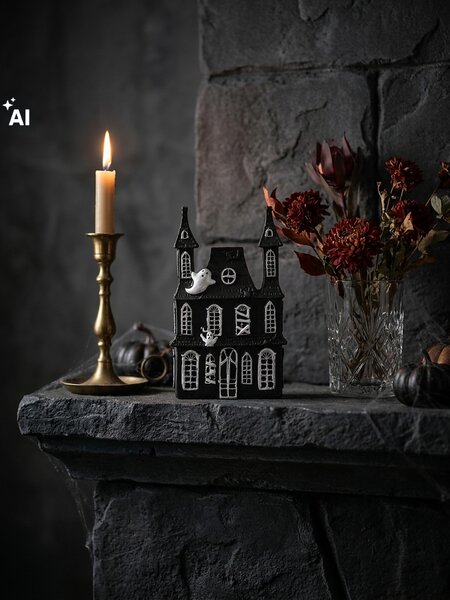 Sinsay - Halloweenska LED dekorácia v tvare strašidelného domu - čierna