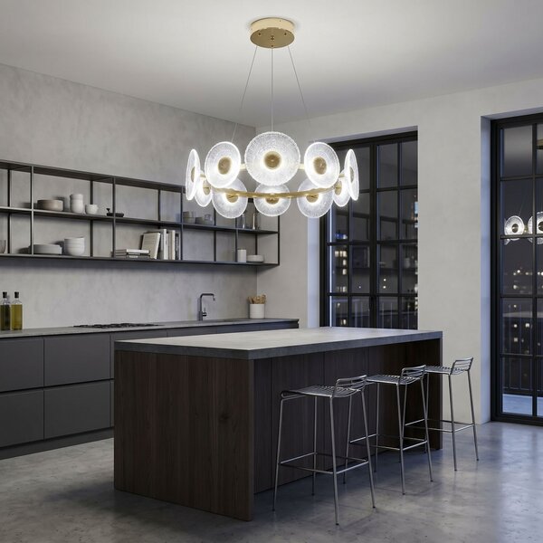 Toolight Toolight, LED závesné svietidlo, 60cm, 36W, 4000K, 1000lm, SWE071-CP, zlatá lesklá, OSW-30200