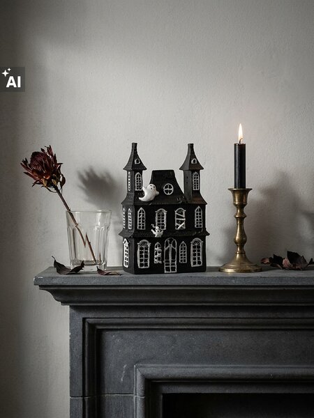 Sinsay - Halloweenska LED dekorácia v tvare strašidelného domu - čierna