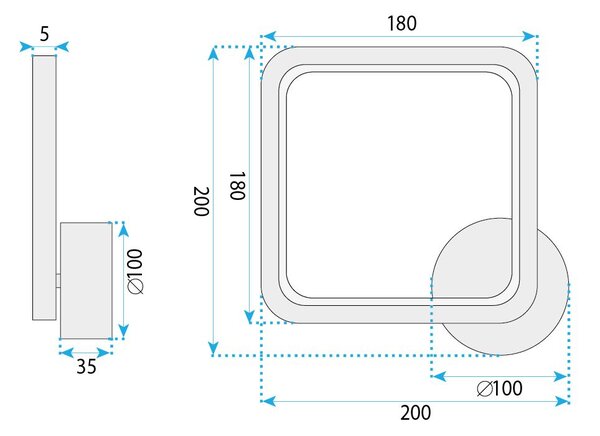 Toolight Toolight, LED nástenné svietidlo, 7W, 3000K, 1000 lm, LHJ125-W, chrómová, OSW-03280