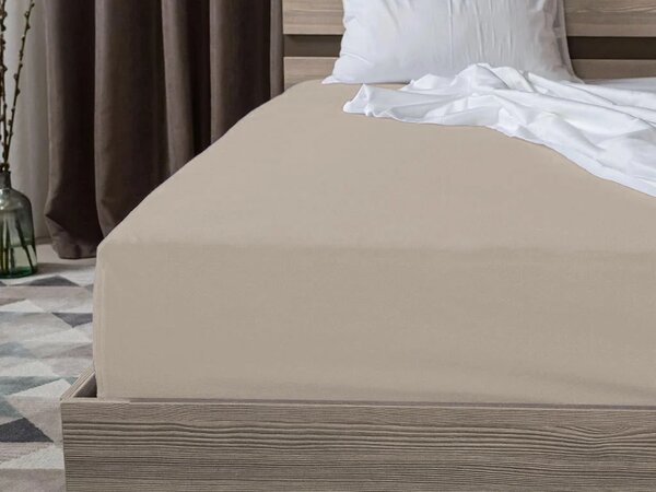 Sada krepových obliečok ASTORIA POLY krémové + plachta Jersey 90 x 200 cm cappuccino, jednolôžko