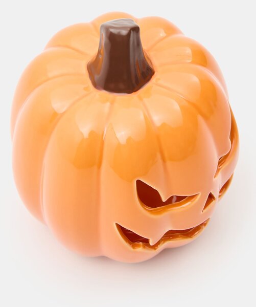 Sinsay - Halloweensky keramický lampáš na čajovú sviečku v tvare tekvice - oranžová