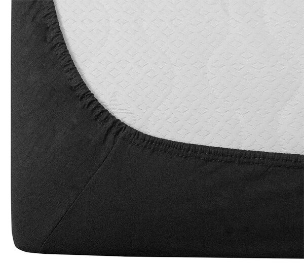 Sada krepových obliečok DENYX BLEND sivé, hotelové vrecko + plachta Jersey 90 x 200 cm tmavosivá, jednolôžko