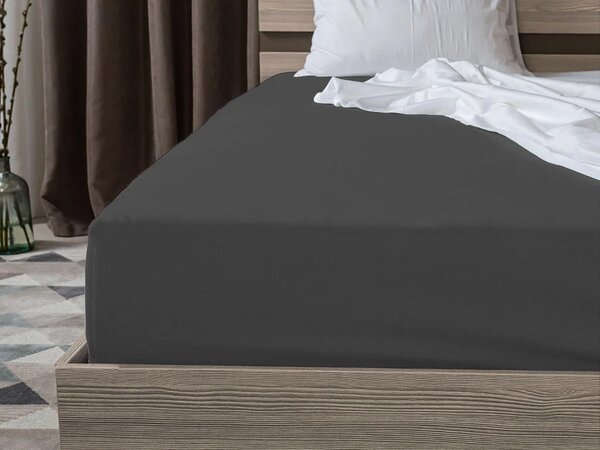 Sada krepových obliečok DENYX BLEND sivé, hotelové vrecko + plachta Jersey 90 x 200 cm tmavosivá, jednolôžko