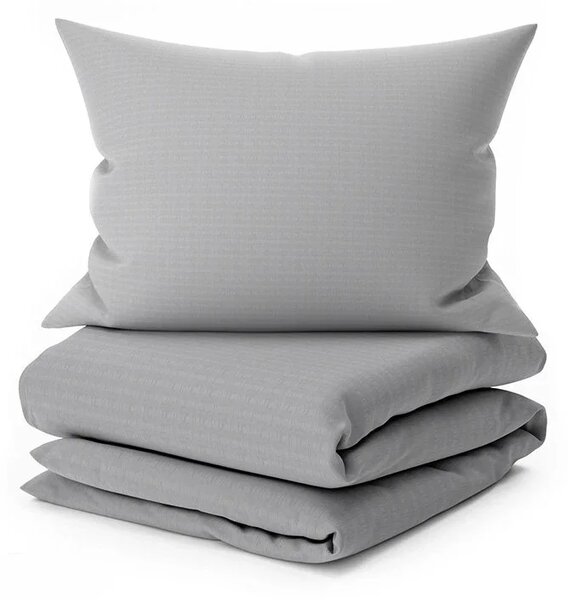 Sada krepových obliečok DENYX BLEND sivé, hotelové vrecko + plachta Jersey 90 x 200 cm tmavosivá, jednolôžko