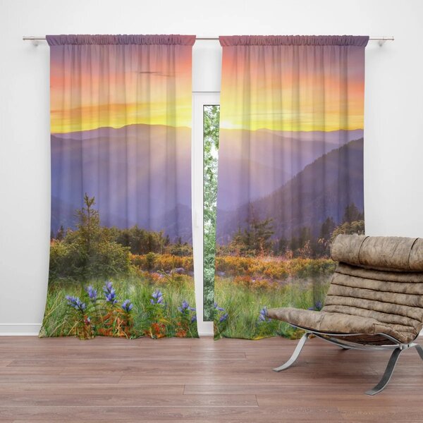 Sablio Záves Západ slnka nad lesom: 2 ks 140x250 cm