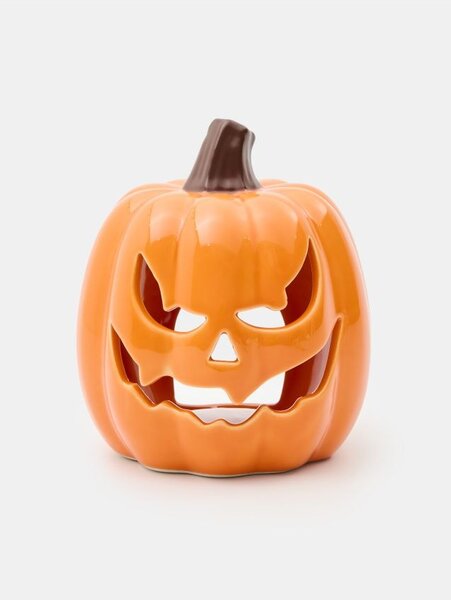 Sinsay - Halloweensky keramický lampáš na čajovú sviečku v tvare tekvice - oranžová