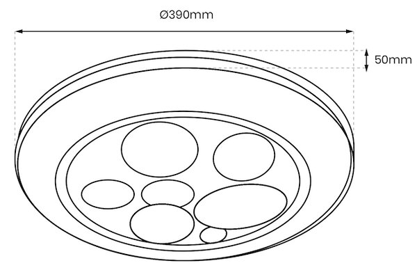 Stropné LED svietidlo Bubbles, 1x LED 30w, 3000-6000k, w/g, s ovládačom