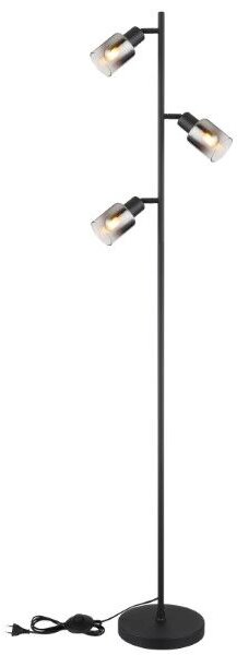 GLOBO 54308S HUBERTUS stojacia lampaV1540mm 3xE14 matná čierna, dymová