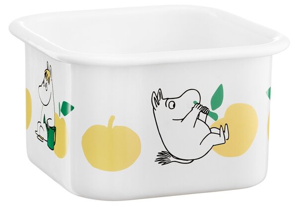 Dóza s vrchnákom Moomin Joyful Apples 1l, smalt / bielo-žltá