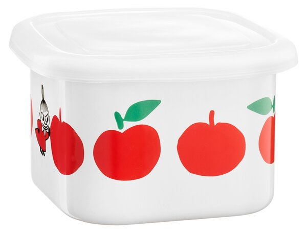 Dóza s vrchnákom Moomin Joyful Apples 0,67l, smalt / bielo-červená