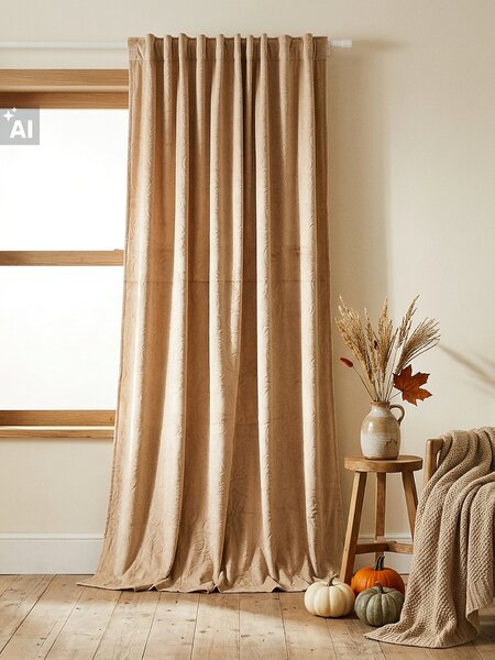 Sinsay - Zamatová záclona na páse s reliéfnym motívom tekvice - telová