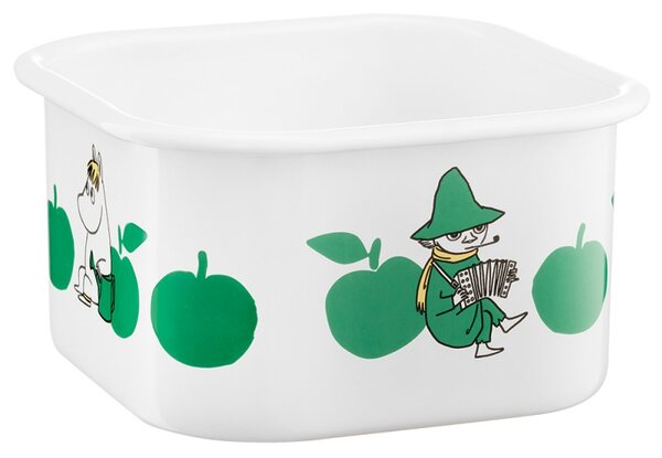 Dóza s vrchnákom Moomin Joyful Apples 1,5l, smalt / bielo-zelená