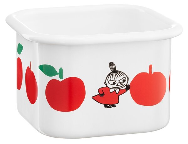 Dóza s vrchnákom Moomin Joyful Apples 0,67l, smalt / bielo-červená