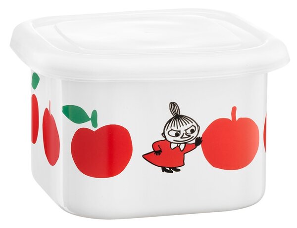 Dóza s vrchnákom Moomin Joyful Apples 0,67l, smalt / bielo-červená