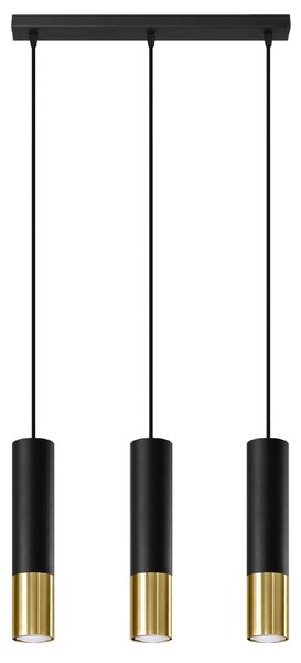 Závesné svietidlo Loopez, 3x čierne kovové tienidlo, g