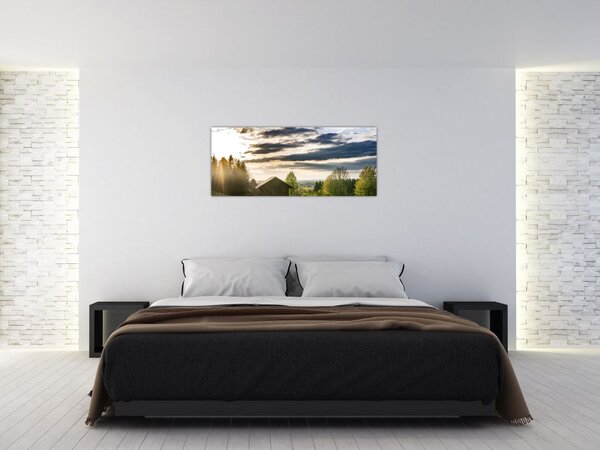 Obraz lesnej chaty (120x50 cm)