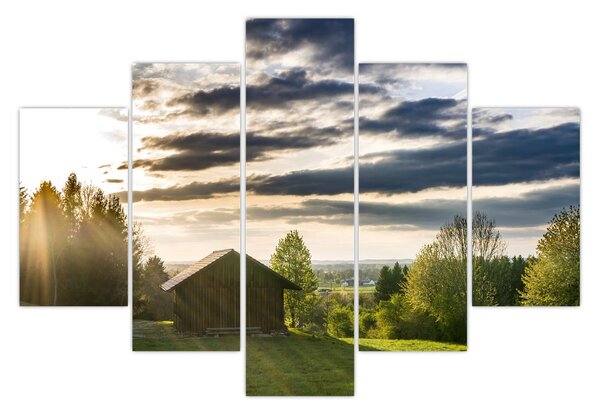 Obraz lesnej chaty (150x105 cm)