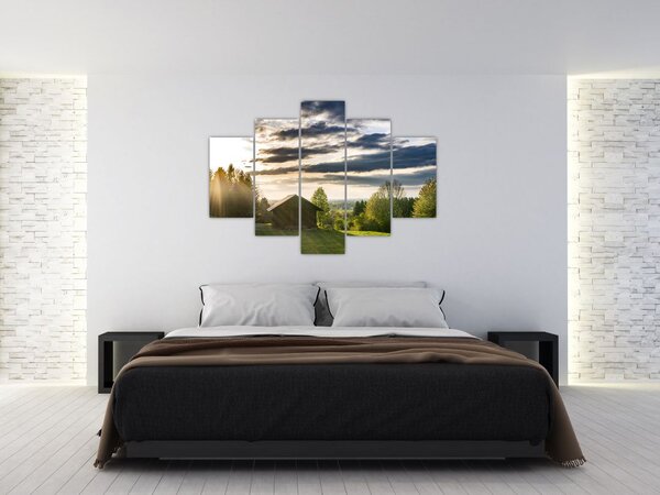 Obraz lesnej chaty (150x105 cm)