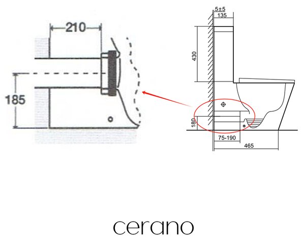 CERANO - WC kombi Carlito, Rimless + Slim/UF sedátko - spodný/zadný odpad - čierna matná - 61x36,5 cm