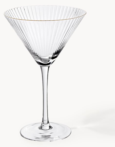 Ručne fúkané poháre na martini's pozláteným okrajom Aleo, 4 ks