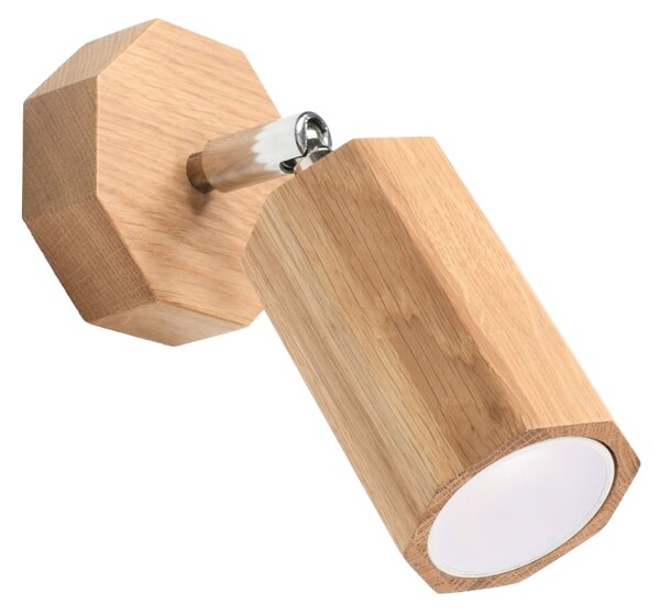 Bodové svietidlo Zeke, 1x drevené tienidlo, (možnosť polohovania)