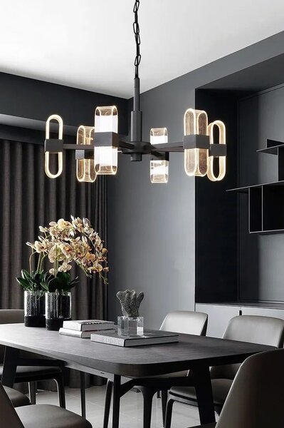 Toolight Toolight, LED závesné stropné svietidlo 6x20W APP770-6C + diaľkový ovládač, čierna, OSW-05021