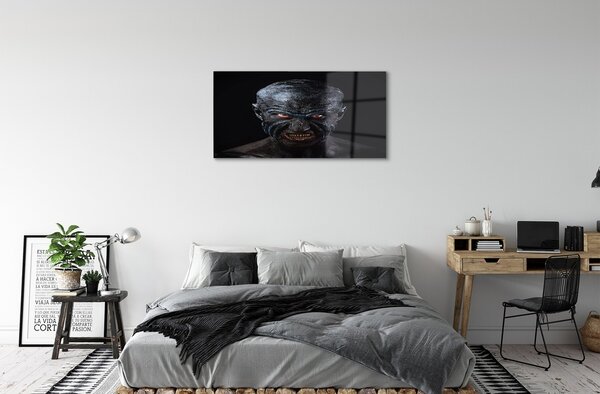 Sklenený obraz Strašná plešatý postava s červenými očami 100x50 cm 2 Prívesky