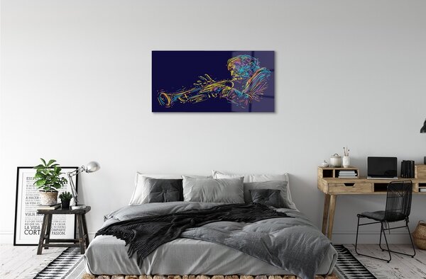 Obraz na skle trumpet muž 100x50 cm 2 Prívesky