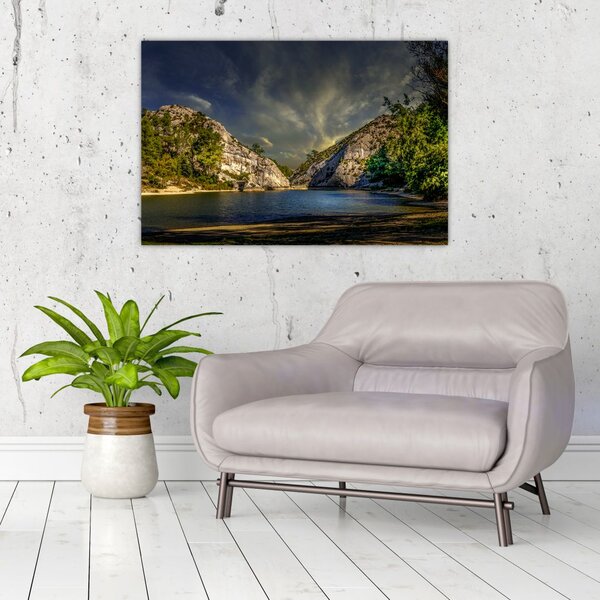 Obraz krajiny s jazerom (90x60 cm)