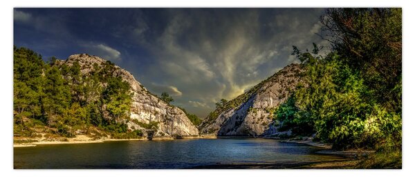 Obraz krajiny s jazerom (120x50 cm)
