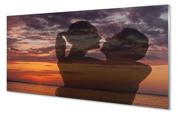 Obraz na skle Sky mraky more ľudí 100x50 cm 2 Prívesky