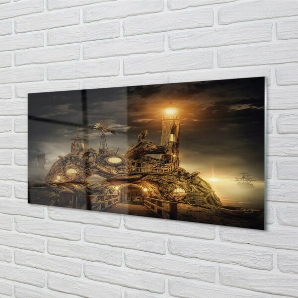 Sklenený obraz Lucerna mraky plavidiel 100x50 cm 2 Prívesky