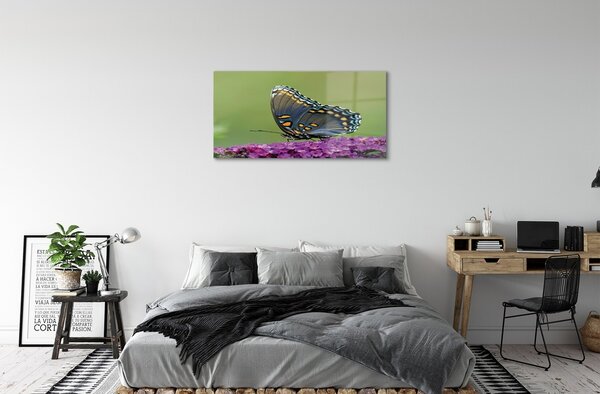 Sklenený obraz Farebný motýľ na kvety 100x50 cm 2 Prívesky