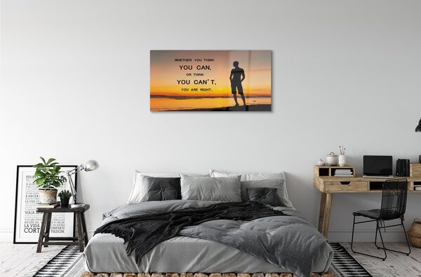 Obraz na skle Muž nápis sea 100x50 cm 2 Prívesky