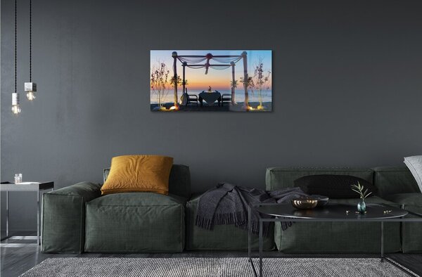 Obraz na skle Morská západ večera 100x50 cm 2 Prívesky