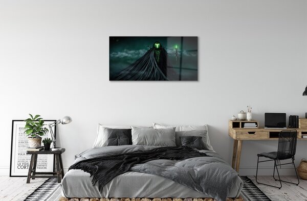 Sklenený obraz Temná postava zeleného ohňa 100x50 cm 2 Prívesky